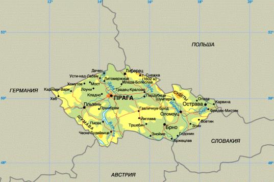 Подробная карта сказочной чехии с городами на русском языке Карта чехии и соседних стран